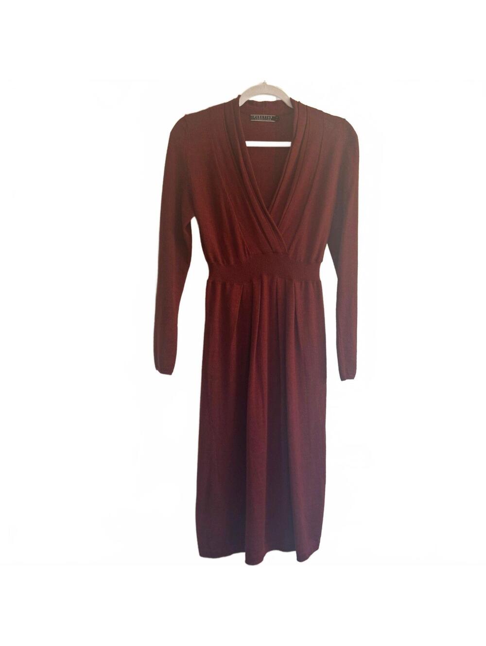 Peruvian Connection Knit Dress Baby Alpaca Silk Rust Red Size S